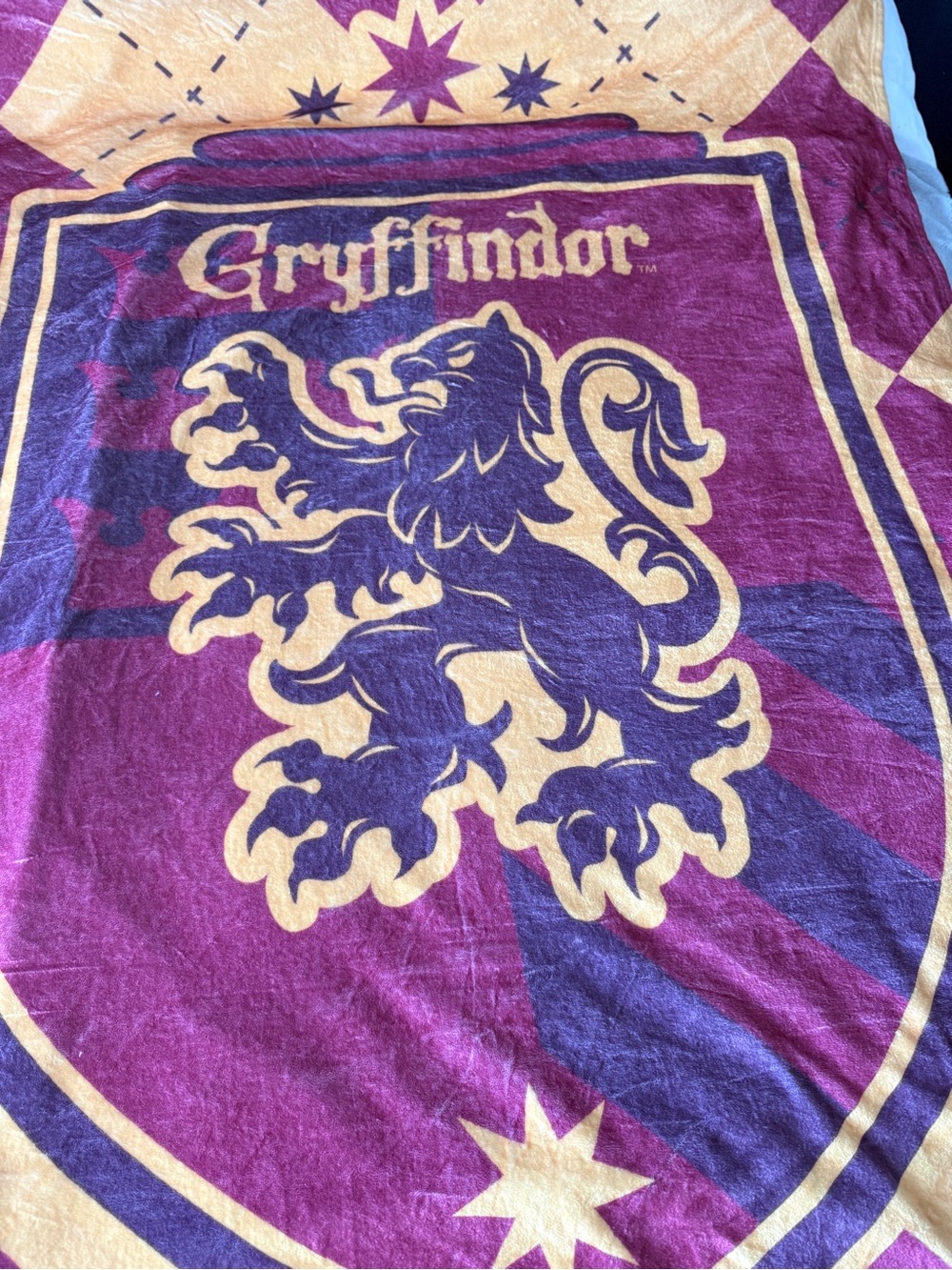 Harry Potter Gryffindor House Crest Plush Throw Blanket | Burgundy & Gold Argyle